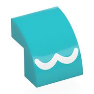 Brick Curved 2 × 2 × 1 2/3 with White Wavy Line print Medium Azure