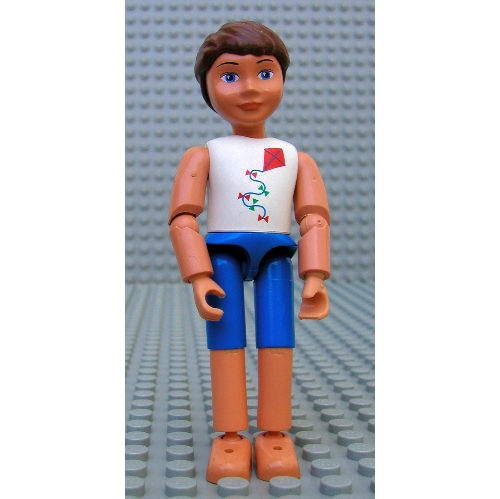 Belville Figure Articulated Elbows, Child, Male, Brown Hair, White Shirt with Red Kite, Blue Short Pants [No Color/Any Color]