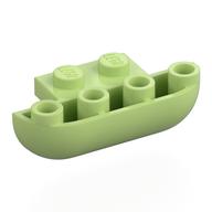 Brick Round, Curved Inverted Triple 1 × 3 × 1 with 1 × 2 Extension Yellowish Green