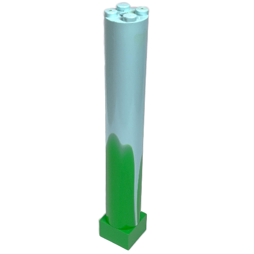 Support 2 × 2 × 11 Solid Pillar with Marbled Aqua Top Pattern Bright Green