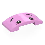 Brick Curved 4 × 2 Double with Black Eyes, Eyebrows print in Leuchtrosa
