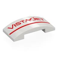 Brick Curved 4 × 2 Double with Red 'VISTA JET', Stripe print White