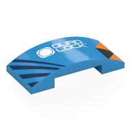 Brick Curved 4 × 2 Double with Orange/Dark Blue/Black Shapes, White 'QUAD LOCK' print Dark Azure