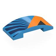 Brick Curved 4 × 2 Double with Orange/Dark Blue/Black Shapes print Dunkelazur