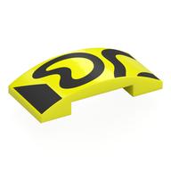 Brick Curved 4 × 2 Double with Black Shapes print Leuchtgelb