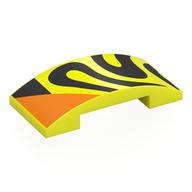 Brick Curved 4 × 2 Double with Black Shapes, Orange Triangle print Vibrant Yellow
