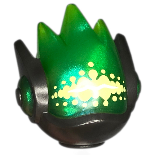 Minifig Head Special, Alien DJ, with Opal Trans-Bright Green Visor Pattern Perltitan