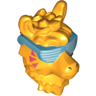 Minifig Head Special, Llama with Dark Pink Triangles and Medium Azure Glasses Print Leuchtendes Hellorange