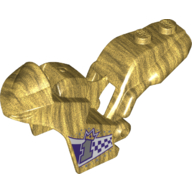 Fairing, Motorcycle, Racing (Sport) Bike with 1 × 2 Studs and Dark Purple and White Checks, '1' with Crown Print Perlgold