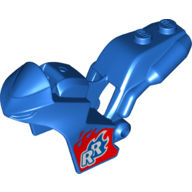 Fairing, Motorcycle, Racing (Sport) Bike with 1 × 2 Studs and Red Flames with 'RR' Print Blau