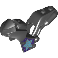 Fairing, Motorcycle, Racing (Sport) Bike with 1 × 2 Studs and Medium Azure Star on Dark Purple Background Print Black