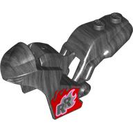 Fairing, Motorcycle, Racing (Sport) Bike with 1 × 2 Studs and Dark Azure Panel with Red/Blue Flames, Dark Bluish Gray 'RR' print Pearl Titanium