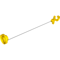 Duplo Technic Keil Riemenscheibe mit 28L Schnur und Duplo Haken kurz mit Querstange in Gelb
