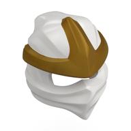 Wrap with Forehead Ridge with Gold 3 Point Emblem, Bow in Back pattern White