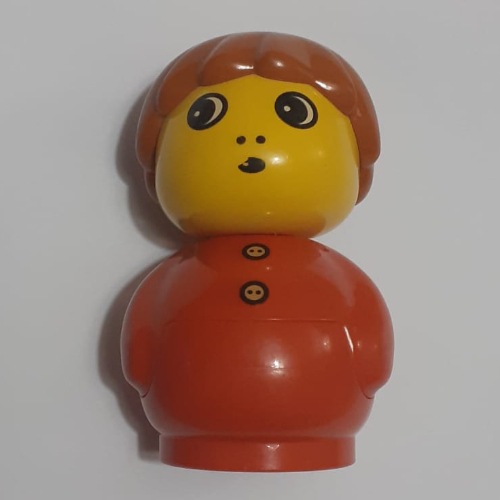 Primo Figure Boy with Red Base, Buttons Print, Dark Orange Hair Rot