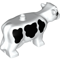 Duplo Animal Cow with Black Spots Print Weiß