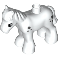 Duplo Animal Horse/Foal with Small Dark Bluish Gray Spots Weiß