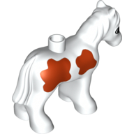 Duplo Animal Horse/Foal with Large Brown Spots Print Weiß