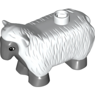 Duplo Animal Sheep with Dark Bluish Gray Face, Belly and Feet Print White