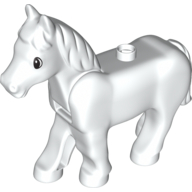 Duplo Animal Horse with One Stud and Moveable Head, Eyes Print White