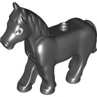 Duplo Animal Horse with One Stud and Moveable Head, Eyes, and Hearts Print Schwarz