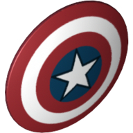 Shield Round Bowed, White and Blue Circles with Star Print (Captain America) Dunkelrot