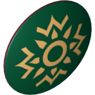 Shield Round Bowed with Dark Green and Gold Rohan Print Dark Red