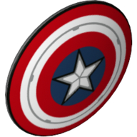 Shield Round Bowed with Red, White, and Blue Circles with Star, Silver Trim Print (Captain America) Dunkelblaugrau