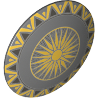 Shield Round Bowed with Sunburst and Gold Trim Print Dunkelblaugrau