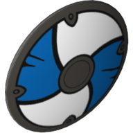 Shield Round Bowed with White Blue Panels (Viking) print Dark Bluish Gray