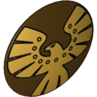 Shield Round Bowed and Gold Eagle Print Dunkelbraun