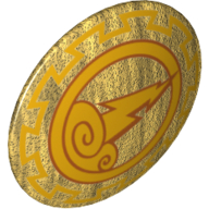 Shield Round Bowed with Stormcloud and Lightning Print Perlgold