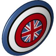 Shield Round Bowed with Dark Blue/White/Red Circles, Union Jack print Dark Blue
