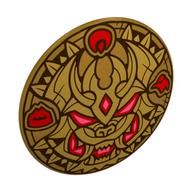 Shield Round Bowed with Gold Dragon, Red Eyes, Fans print Pearl Gold