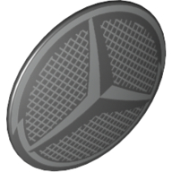 Shield Round Bowed with Silver Mesh and Mercedes Logo print Black