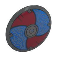 Shield Round Bowed with Dark Red/Blue Panels, Silver Bird (Viking) print Dunkelblaugrau