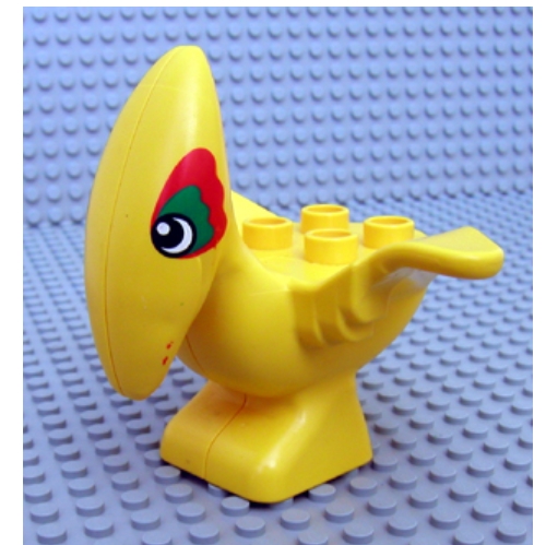 Duplo Dinosaur Pteranodon Adult with Green and Red Around Eyes Print Gelb