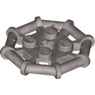 Plate Special 2 × 2 with Bar Frame Octagonal, Reinforced, Completely Round Studs Flat Silver