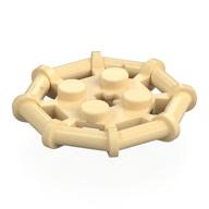 Plate Special 2 × 2 with Bar Frame Octagonal, Reinforced, Completely Round Studs Beige