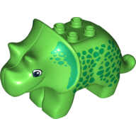 Duplo Dinosaur Triceratops Adult with Green Spots Print Bright Green