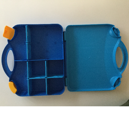 Storage Case, with Rounded Corners, Dark Azure Lid, Yellow Latches Blue
