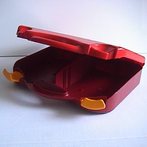 Storage Case, with Rounded Corners, Red Lid, Bright Light Orange Latches Dunkelrot