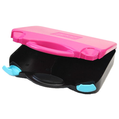 Storage Case, with Rounded Corners, Magenta Lid, Medium Azure Latches Black