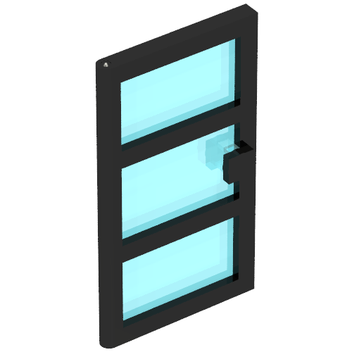 Door 1 × 4 × 6 with 3 Panes with Trans-Light Blue Glass Schwarz
