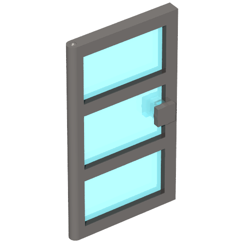 Door 1 × 4 × 6 with 3 Panes with Trans-Light Blue Glass Dark Bluish Gray