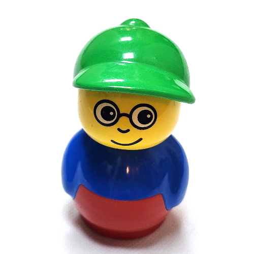 Primo Figure Boy with Red Base, Glasses and Green Cap (Timmy) Blau