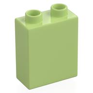 Duplo Stein 1 × 2 × 2 mit unten Rohr Gelbgrün