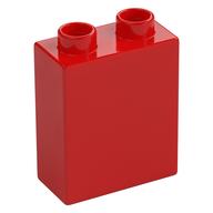 Duplo Stein 1 × 2 × 2 mit unten Rohr Rot