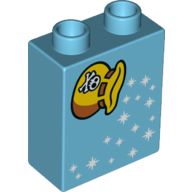 Duplo Brick 1 × 2 × 2 with Pouch with Skull and Stars Print in Medium Azure