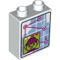 Duplo Brick 1 × 2 × 2 with Bottom Tube and Map and Green Goblin Print White